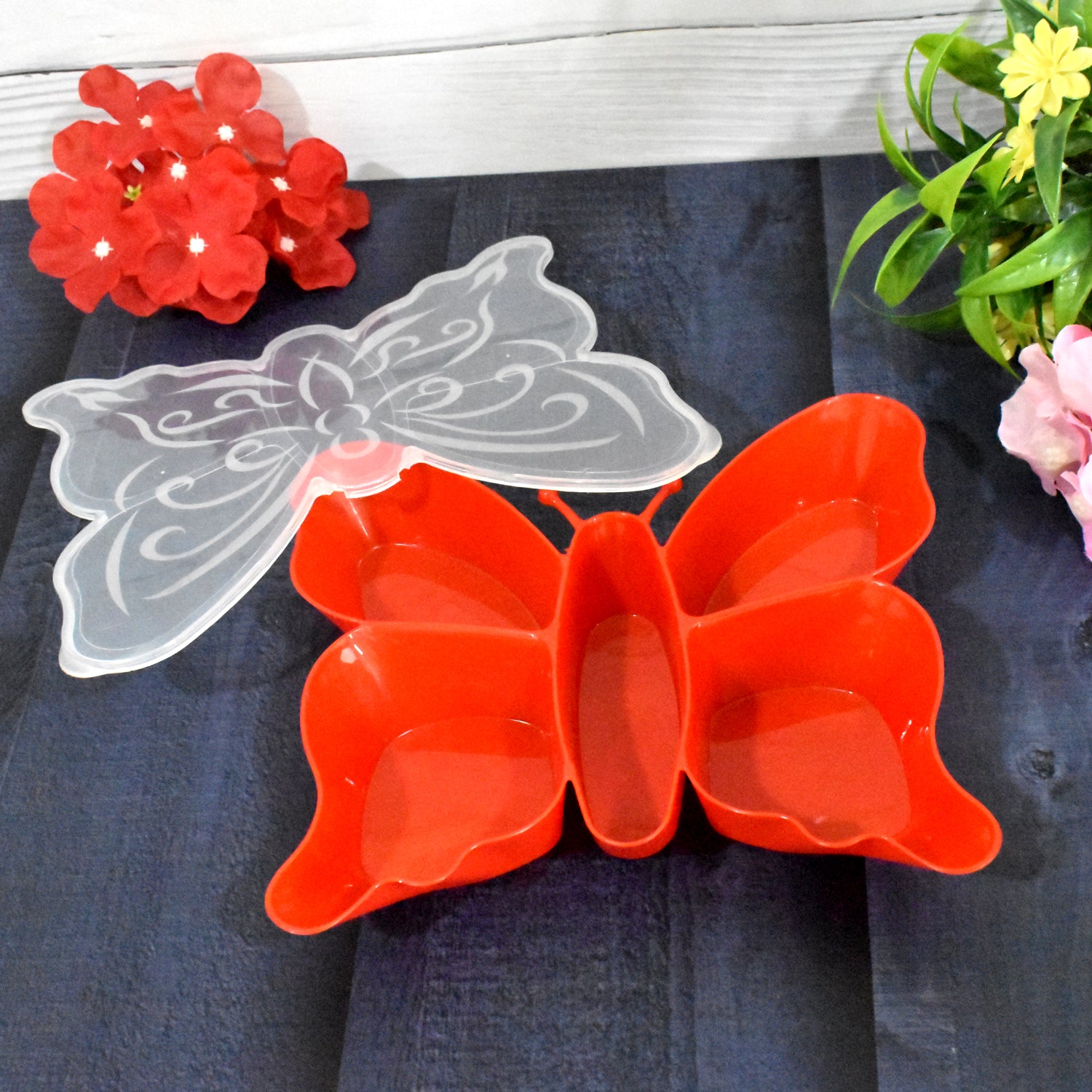 5 Compartment Multipurpose Butterfly Plastic Tray (1 Pc) 5 Compartment Multipurpose Butterfly Plastic Tray (1 Pc)